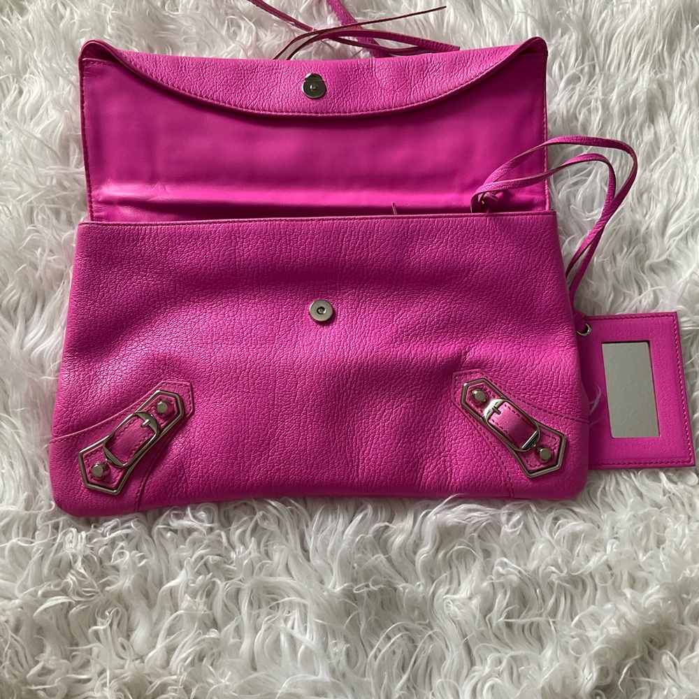 💖 Balenciaga metallic edge lambskin envelop clutch bag Rose 💖 - Picture 5 of 14